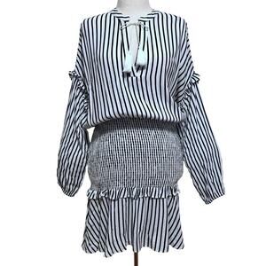 Aqua NWT Stripes Smocked Waist Mini Dress Women XL